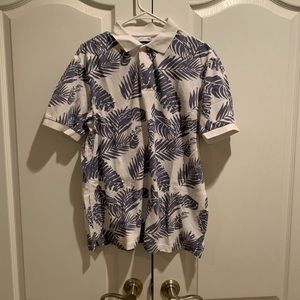 Chaps all over Hawaiian print polo shirt (M)